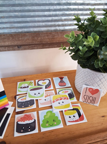 12 aimants I love sushi - 2" x 2"