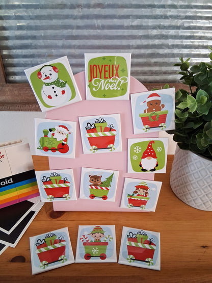 12 aimants Noël express - 2" x 2"