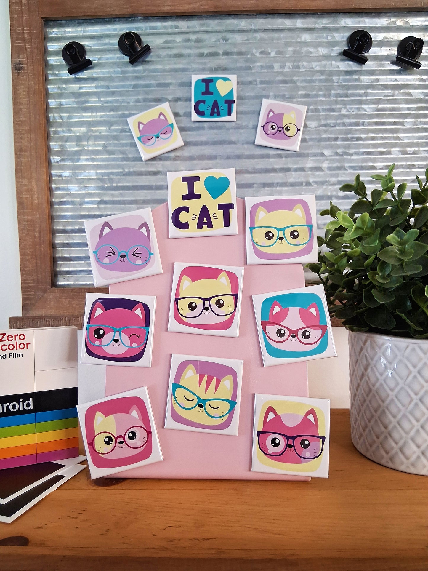 12 aimants Hipster cat - 2" x 2"