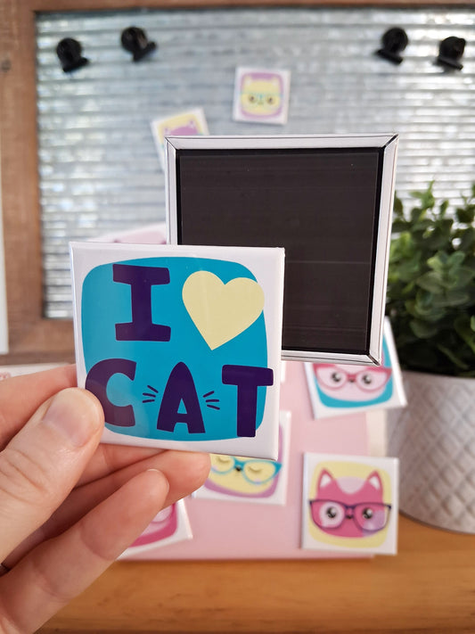 12 aimants Hipster cat - 2" x 2"