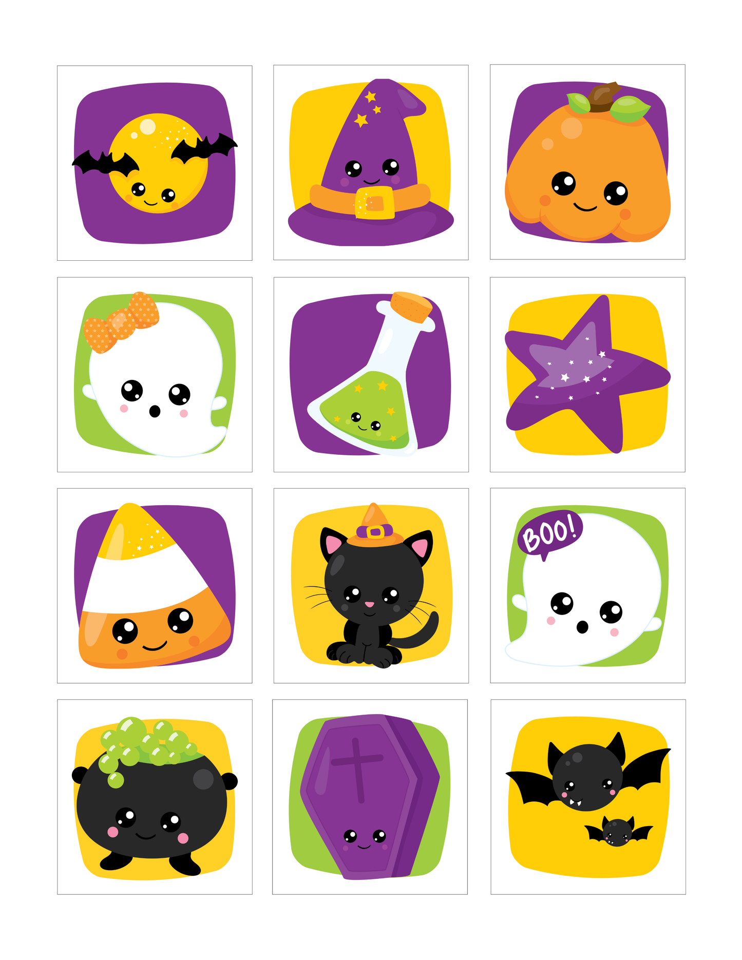 12 aimants Boo - 2" x 2"