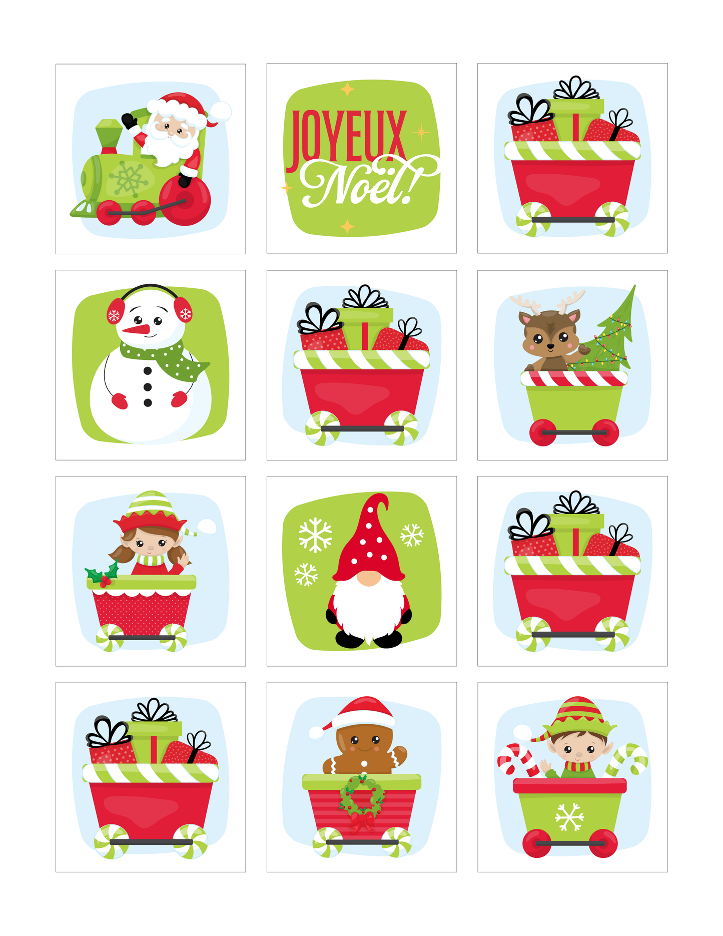 12 aimants Noël express - 2" x 2"