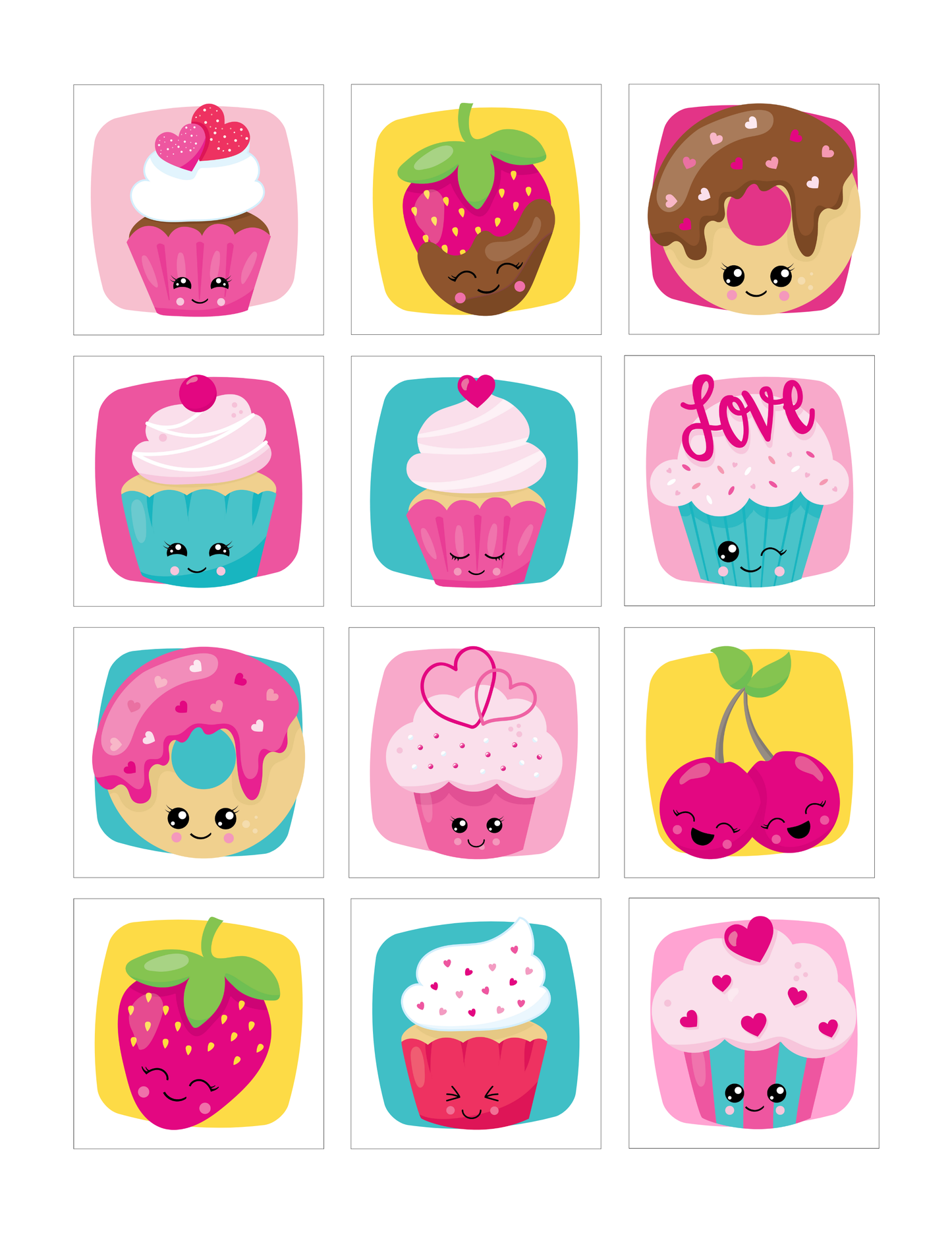 12 aimants Cupcake - 2" x 2"